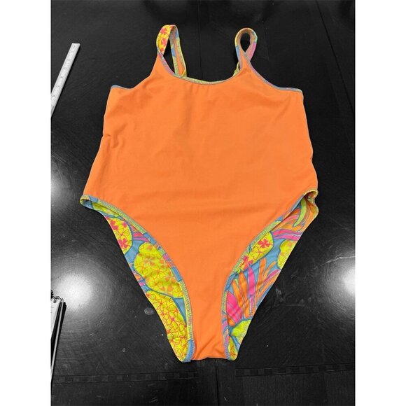 Chubbies Pinas Bathing Suit Neon Yellow Pineapple Print XLarge One Piece - Picture 8 of 8